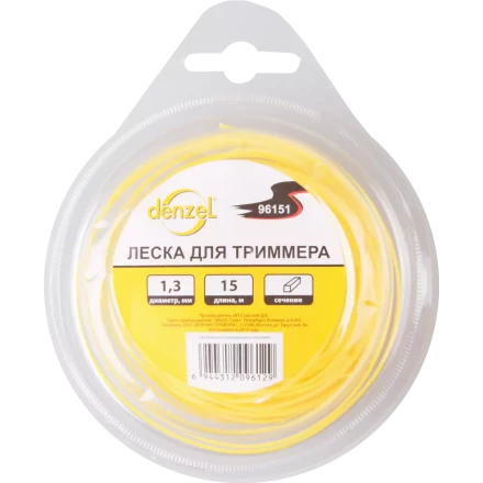 Леска для триммера квадратная, 1,3мм х 15м  Denzel Россия 96151 купить в Ноябрьске