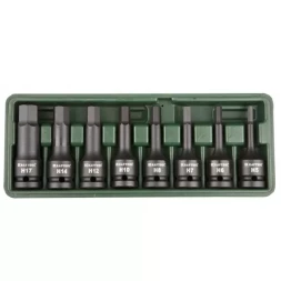 Торцовые головки KRAFTOOL &quot;INDUSTRIE QUALITAT&quot; ударные в наборе, (1/2&quot;), Cr-Mo, фосфат., HEX, H5-H17, 8 шт. 27950-H8