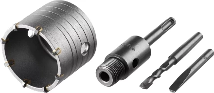 Коронка ЗУБР буровая, коническая посадка центрирующего сверла, SDS-Plus хвостовик, в сборе, 68мм 2918-68_z01 купить в Ноябрьске