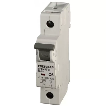 Выключатель автоматический СВЕТОЗАР "ПРЕМИУМ" 1-полюсный, 50 A, "C", откл. сп. 6 кА, 230 / 400 В SV-49021-50-C купить в Ноябрьске