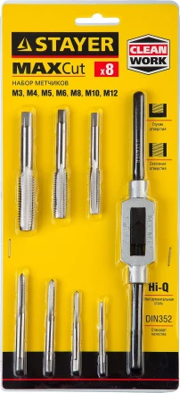 Набор метчиков STAYER &quot;MASTER&quot;, метчикодержатель 1шт, метчики 7шт, 8 предметов 28016-H8_z01 купить в Ноябрьске