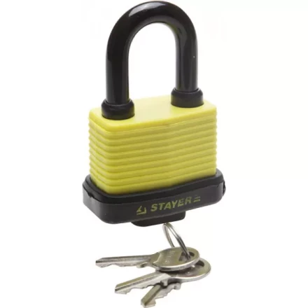 Замок STAYER &quot;MASTER&quot; навесной, всепогодный, пластиковая защита корпуса, с закаленной дужкой,на карточке, 60мм 37140-50 купить в Ноябрьске