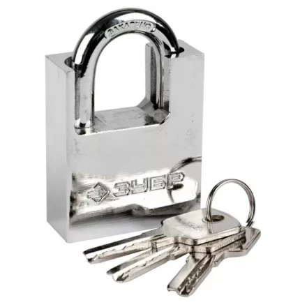 Замок ЗУБР &quot;ЭКСПЕРТ&quot; навесной, стальной корпус, закаленная дужка, с дополнительной защитой, 50мм 37223-50 купить в Ноябрьске