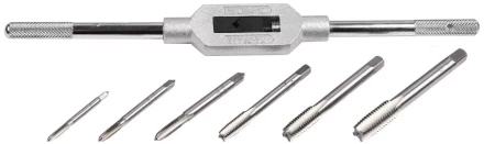 Набор ЗУБР &quot;МАСТЕР&quot; с металлореж. инструментом, метчики однопроходные М4-М12, метчикодержатель - на карточке, 7предметов 28126-H7 купить в Ноябрьске