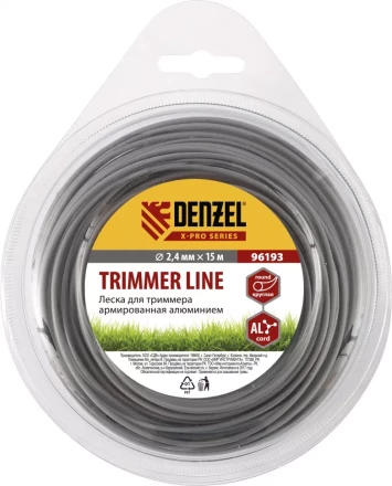 Леска для триммера армированная алюминием X-Pro круглая 2,4мм х 15м блистер Россия Denzel 96193 купить в Ноябрьске