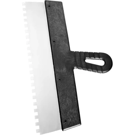 Шпатель из нержавеющей стали 300 мм зуб 10х10 мм пластмассовая ручка СИБРТЕХ 85501 купить в Ноябрьске