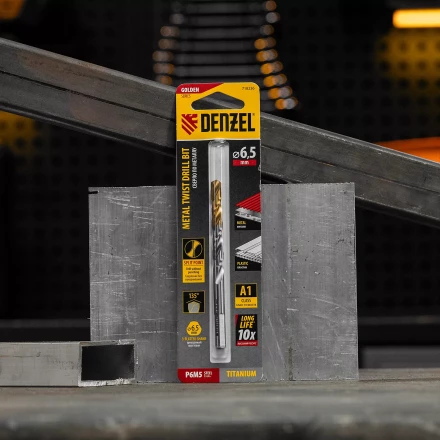 Сверло спиральное по металлу Denzel  6,5 x 100 мм, Р6М5, Golden Tip 718236 купить в Ноябрьске