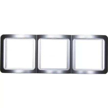 Панель СВЕТОЗАР &quot;ГАММА&quot; накладная, вертикальная, цвет светло-серый металлик, 3 гнезда SV-54149-SM купить в Ноябрьске