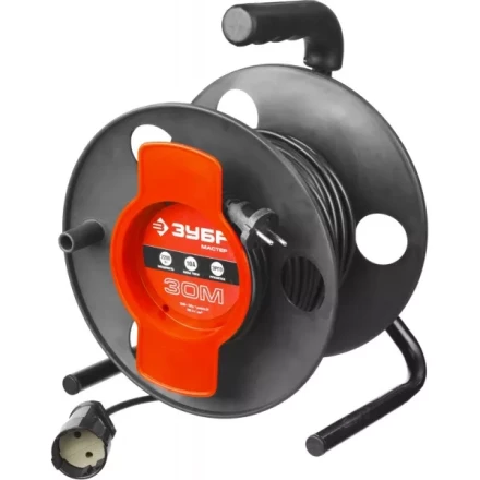 Удлинитель ЗУБР &quot;МАСТЕР&quot; на катушке, ПВС 2х1кв мм, 1 гнездо, макс мощн 2200Вт, 30м 55075-30 купить в Ноябрьске