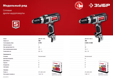 Дрель-шуруповерт сетевая ДШ-М1-400-2 серия МАСТЕР купить в Ноябрьске
