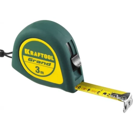 Рулетка KRAFTOOL GRAND, обрезиненный пластиковый корпус, 3м/16мм 34022-03-16 купить в Ноябрьске
