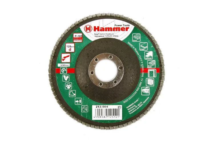 Круг Лепестковый Торцевой (КЛТ) HAMMER КЛТ 1 Ф125х22 Р100 213-004 купить в Ноябрьске