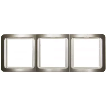 Панель СВЕТОЗАР &quot;ГАММА&quot; накладная, вертикальная, цвет золотой металлик, 3 гнезда SV-54149-GM купить в Ноябрьске