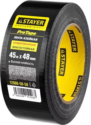 Армированная лента, STAYER Professional 12086-50-50, универсальная, влагостойкая, 48мм х 45м, черная 12086-50-50 купить в Ноябрьске
