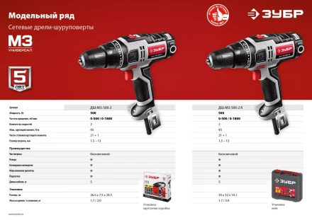 Дрель-шуруповерт сетевая ДШ-М3-500-2 серия МАСТЕР купить в Ноябрьске