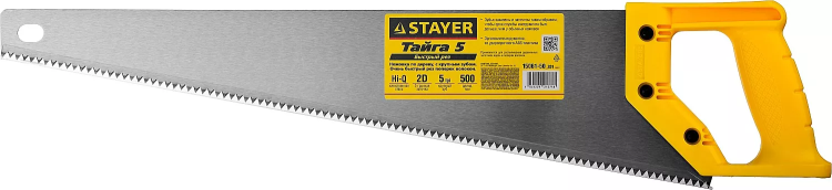 Ножовка ударопрочная (пила) STAYER ТАЙГА-5 500 мм, 5 TPI, быстрый рез поперек волокон, для крупных и средних заготовок 15061-50_z01 купить в Ноябрьске