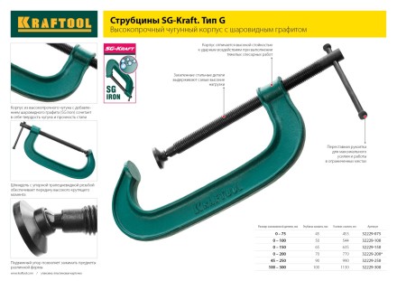 Струбцина KRAFTOOL &quot;EXPERT&quot;, высокопрочный чугун с шаровидным графитом, 6&quot;/150 мм 32229-150 купить в Ноябрьске