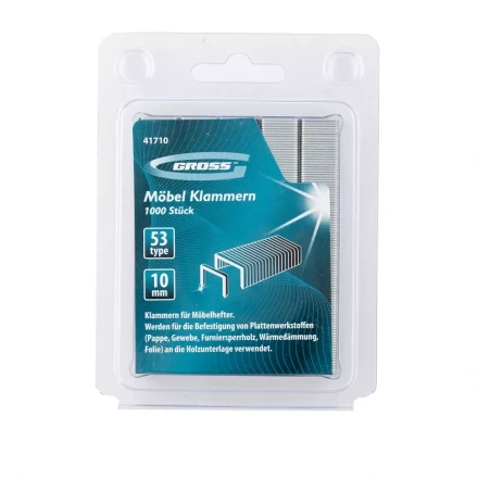 Скобы 10 мм для мебельного степлера усиленные тип 53 1000 шт GROSS 41710 купить в Ноябрьске
