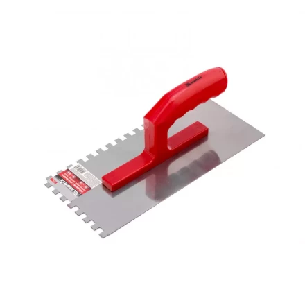 Гладилка стальная 280 x 130 мм зеркальная полировка пластмастмассовая ручка зуб 8 x 8 мм Matrix 86778 купить в Ноябрьске