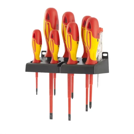 Набор отверток диэлектрических до 1000 В тестер CrMo двухкомпонентные рукоятки 8 шт Gross 12950 купить в Ноябрьске