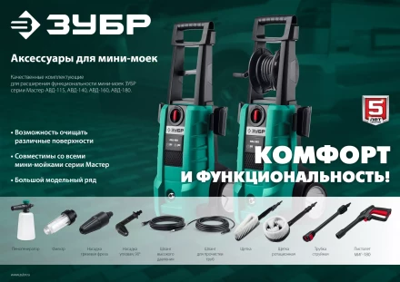 ЗУБР пистолет для минимоек МИГ-180 (70410-180) купить в Ноябрьске