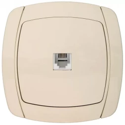 Розетка СВЕТОЗАР &quot;CITY LIGHT&quot; телефонная одинарная в сборе, цвет бежевый SV-54217-B