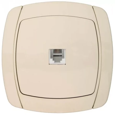 Розетка СВЕТОЗАР "CITY LIGHT" телефонная одинарная в сборе, цвет бежевый SV-54217-B купить в Ноябрьске
