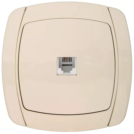Розетка СВЕТОЗАР "CITY LIGHT" телефонная одинарная в сборе, цвет бежевый SV-54217-B купить в Ноябрьске