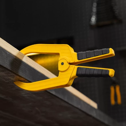 Струбцина клещеобразная Denzel, удлиненная 75 х 110 мм двухкомпонентные рукоятки, 20790 купить в Ноябрьске