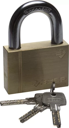 Замок ЗУБР &quot;ЭКСПЕРТ&quot; навесной, латунный корпус, классическая форма, закаленная дужка, 70мм 37299-70 купить в Ноябрьске