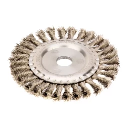 Щетка для УШМ 150 мм Плоская крученая нержавеющая проволока 0.5мм посадка 22.2 мм Denzel 746343