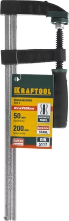Струбцина, KRAFTOOL 32011-050-200, тип &quot;F&quot;, DIN 5117, двухкомпонентная ручка, 50х200мм 32011-050-200 купить в Ноябрьске