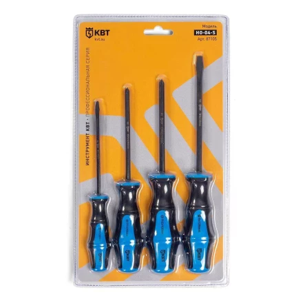Набор слесарных отверток из стали S2 КВТ НО-04-S, 4 шт. (87105) купить в Ноябрьске