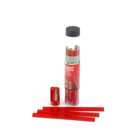 Набор карандашей малярных прямоугольных с точилкой в тубе 175мм 10шт MATRIX 84814 купить в Ноябрьске