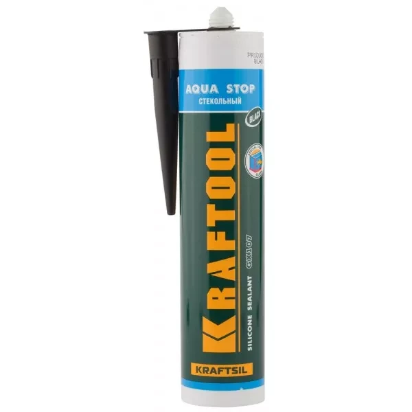 Герметик KRAFTOOL KRAFTSeal GX107 "AQUA STOP" силиконовый стекольный, черный, 300мл 41256-4 купить в Ноябрьске
