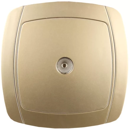 Розетка СВЕТОЗАР "АКЦЕНТ" телевизионная одинарная в сборе, цвет золотой металлик SV-54215-GM купить в Ноябрьске