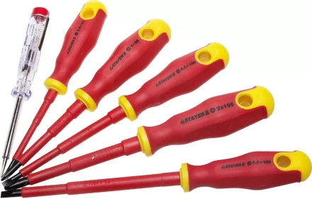 Набор STAYER "PROFI" "ELECTRO": Отвертки диэлектрические, тестер, 100-250В, Cr-V, 6шт 25145-H6_z01 купить в Ноябрьске