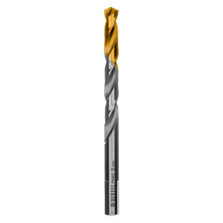 Сверло спиральное по металлу Denzel, 9 x 125 мм, Р6М5, Golden Tip, 718241 купить в Ноябрьске