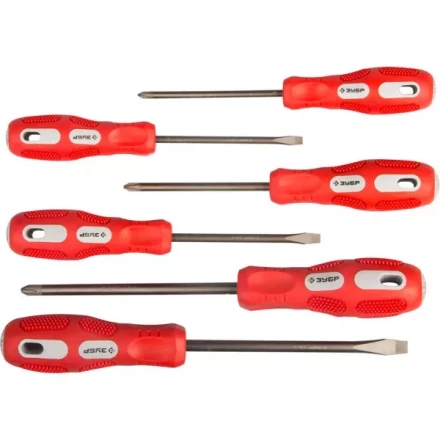 Набор отверток ЗУБР &quot;МАСТЕР&quot;, хром-ванадиевая сталь, эргономичная трехкомпонентная рукоятка, 6шт 25235-H6 купить в Ноябрьске