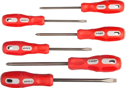 Набор отверток ЗУБР &quot;МАСТЕР&quot;, хром-ванадиевая сталь, эргономичная трехкомпонентная рукоятка, 6шт 25235-H6 купить в Ноябрьске