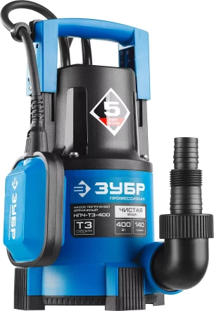 Насос ЗУБР "ПРОФЕССИОНАЛ" Т3 погружной дренажный для чистой воды (d пропускаемых частиц до 5мм), 400Вт, пропускная способность 140л/мин, напор 8,0м НПЧ-Т3-400 купить в Ноябрьске