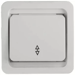 Выключатель СВЕТОЗАР "ГАММА" проходной одноклавишный, без подсветки, цвет белый, 10А/~250В SV-54137-W