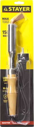 Паяльник с деревянной рукояткой и долговечным жалом, STAYER &quot;MASTER&quot; MAXTerm, 55311-150, 150 Вт, клин 55311-150 купить в Ноябрьске