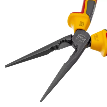 Длинногубцы прямые Denzel 17305, диэлектрические рукоятки до 1000 В, трехкомпонентные рукоятки, 205мм купить в Ноябрьске