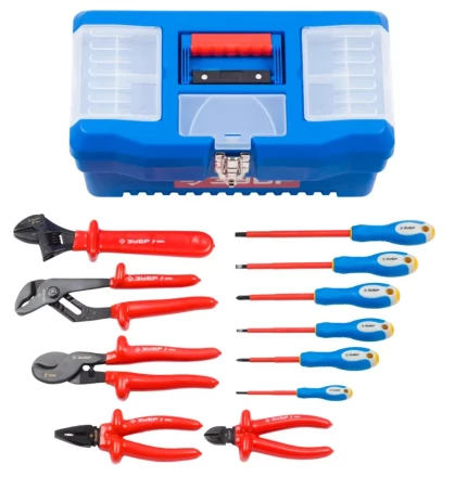 Набор ЗУБР "ПРОФЕССИОНАЛ": Губцевый инструмент, диэлектрический, высоковольтный до ~1000В, 12предм 2214-H12_z01 купить в Ноябрьске