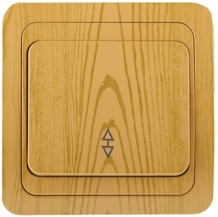 Выключатель СВЕТОЗАР &quot;ГАММА&quot; проходной, одноклавишный, цвет ольха, 10A/~250B SV-54137-A купить в Ноябрьске