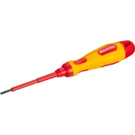 Отвертка KRAFTOOL, высоковольтная, Cr-Mo-V стержень, двухкомпонент. маслобензостойкая рукоятка, SL, 2,5х75мм 250083-2.5-075 купить в Ноябрьске