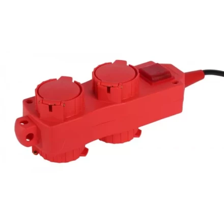 Удлинитель СВЕТОЗАР электрический с заземлением, выключатель, евро, 4 (2х2) гнезда, с крышками, 8м SV-55017-8 купить в Ноябрьске