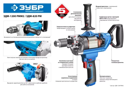 Дрель-миксер ЗДМ-1200 РММ2 серия ПРОФЕССИОНАЛ купить в Ноябрьске