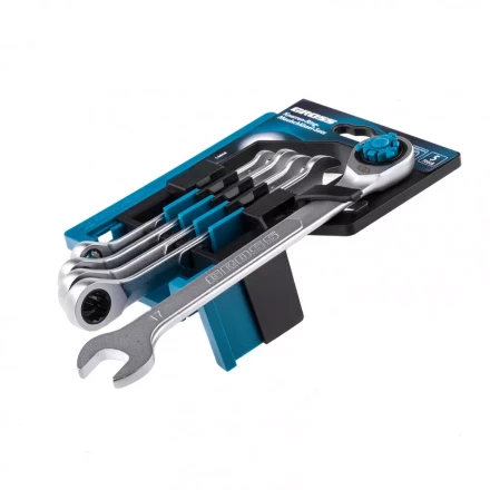 Набор ключей комбинированных трещоточных количество зубьев 100 СRV 5 шт 8- 17 мм Gross 14858 купить в Ноябрьске